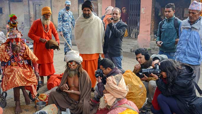 sadhu pilgrims at maha shivaratri
